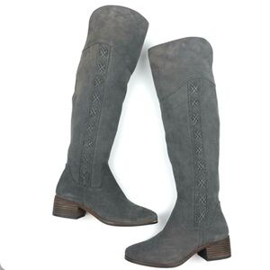 NWOT Vince Camuto Kreesell Over The Knee Suede Boots 11 Charcoal Western Boho